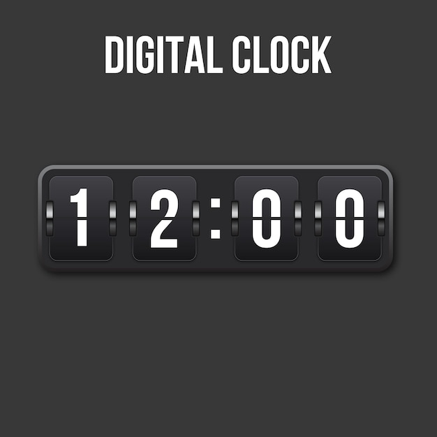 Vector digital number clock ui