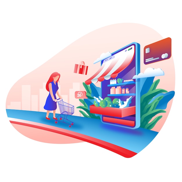 Vector digital online shop illustration