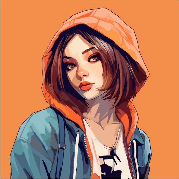 A digital painting of a Girl Anime style Vector illustration