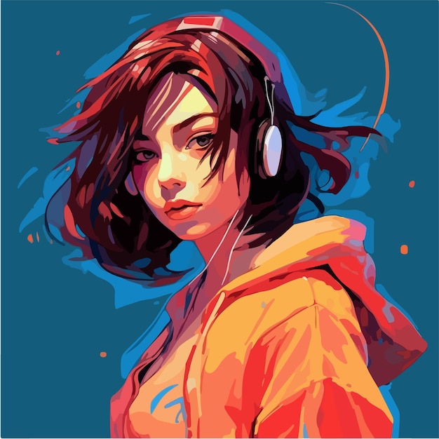 A digital painting of a girl anime style vector illustration