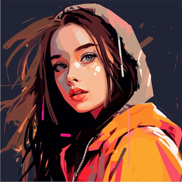 A digital painting of a Girl Anime style Vector illustration