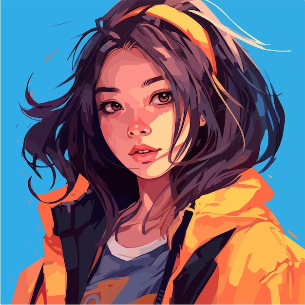 Premium Vector  A digital painting of a girl anime style