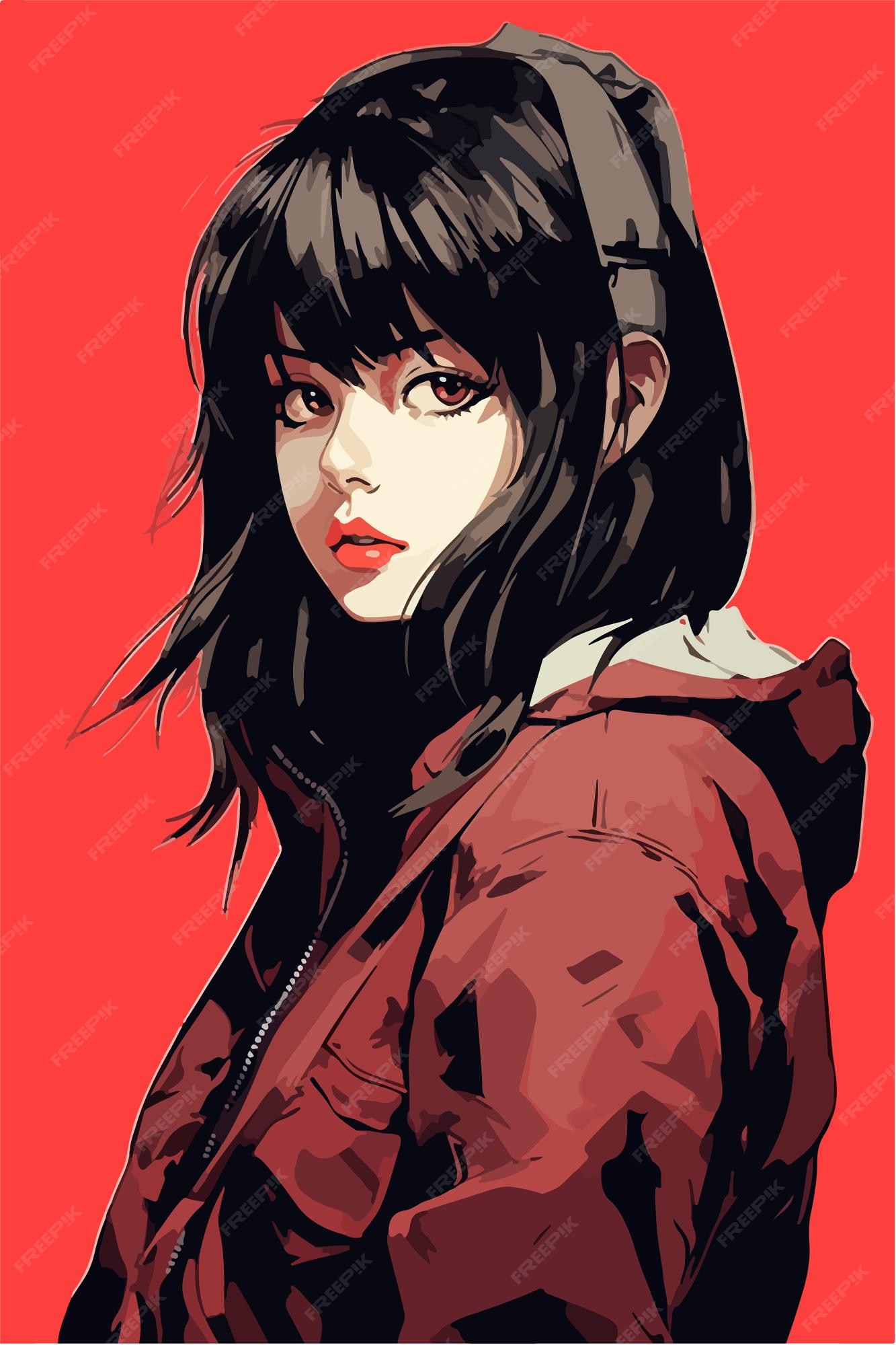 Premium Vector  A digital painting of a girl anime style vector