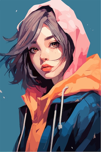 Premium Vector  A digital painting of a girl anime style