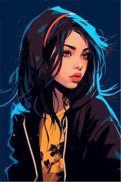 Premium Vector  A digital painting of a girl anime style