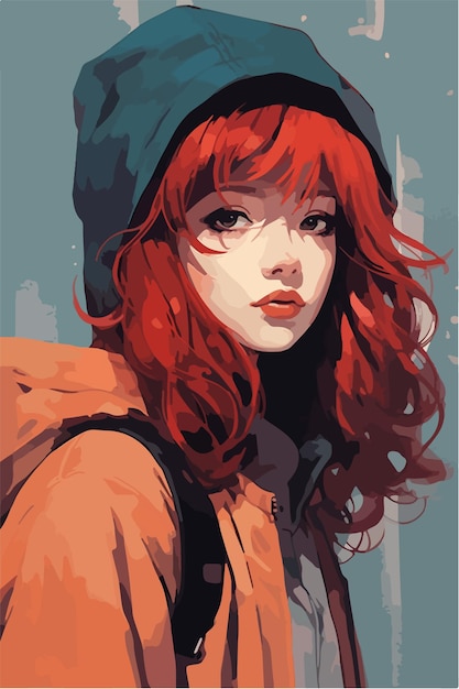 Premium Vector  A digital painting of a girl anime style