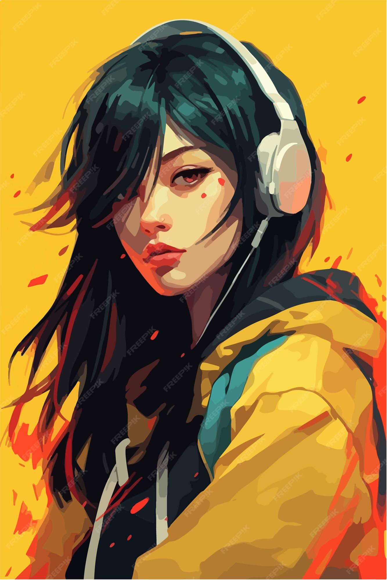 Premium Vector  A digital painting of a girl anime style