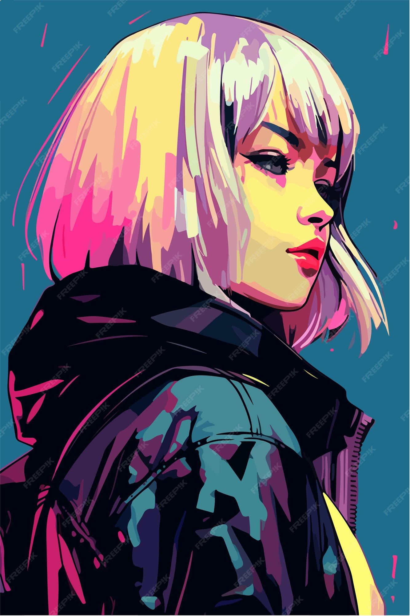 Premium Vector  A digital painting of a girl anime style