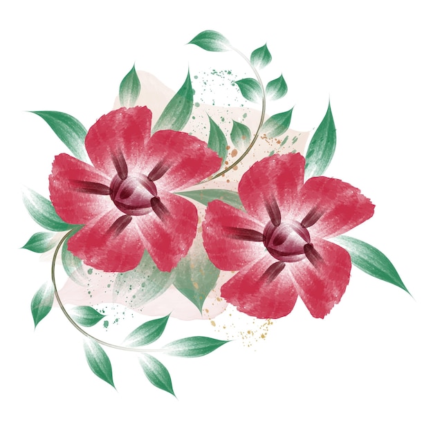 Vector digital painting watercolor flowers vector art