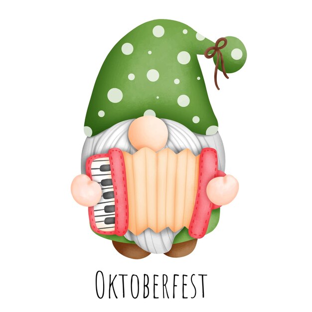 Digital painting watercolor october festival, beer festival gnome, oktoberfest