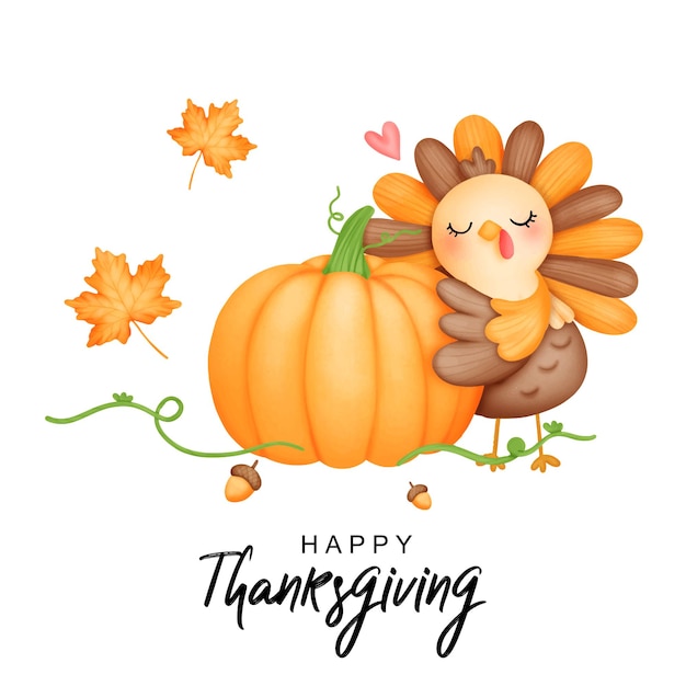 digital painting watercolor thanksgiving turkey cute turkey