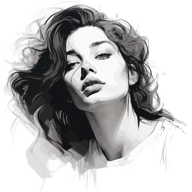 digital painting woman drawing portrait