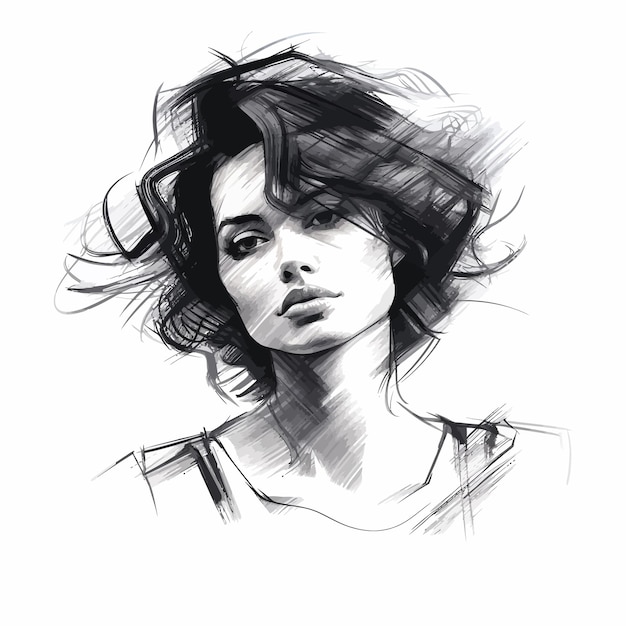 digital painting woman drawing portrait