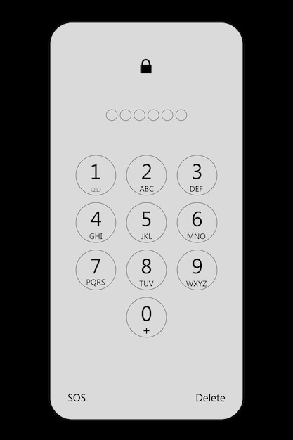 Vector digital password lock screen for smartphone on phone lock screen user interface keyboard for smartphone keyboard template on a touch device vector illustration