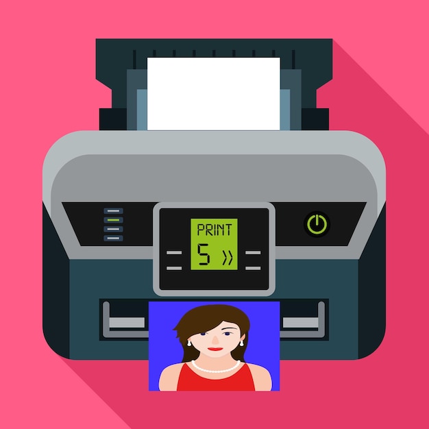 Vector digital photo printer icon flat illustration of digital photo printer vector icon for web design