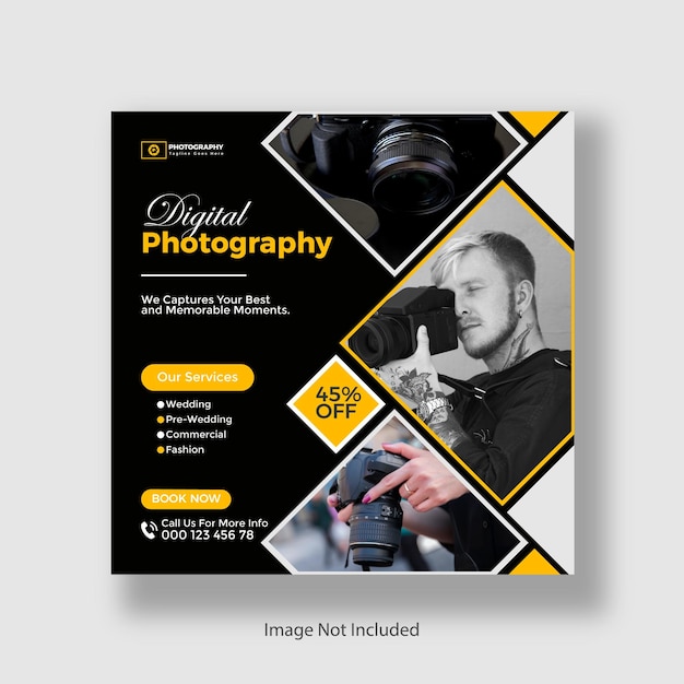 Digital photography services social media post and web banner design template