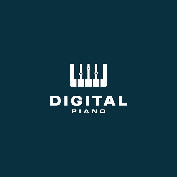 Digital piano logo design modern concept