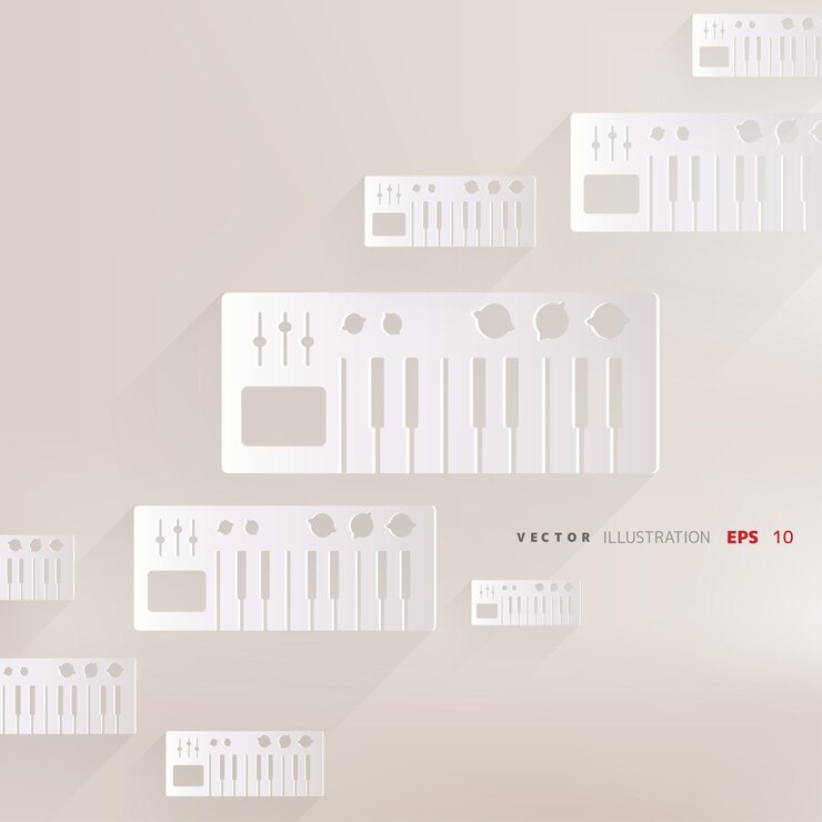 Vector digital piano synthesizer icon