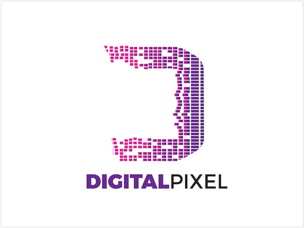 Digital pixel letter d logo