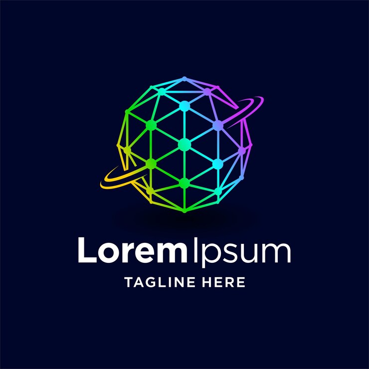 Vector digital planet logo with gradient color concept