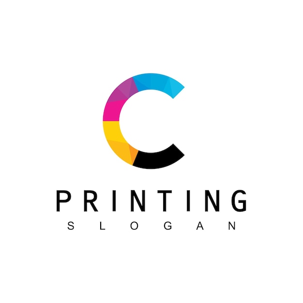 Digital print logo template creatief concept met kleurrijke c initial