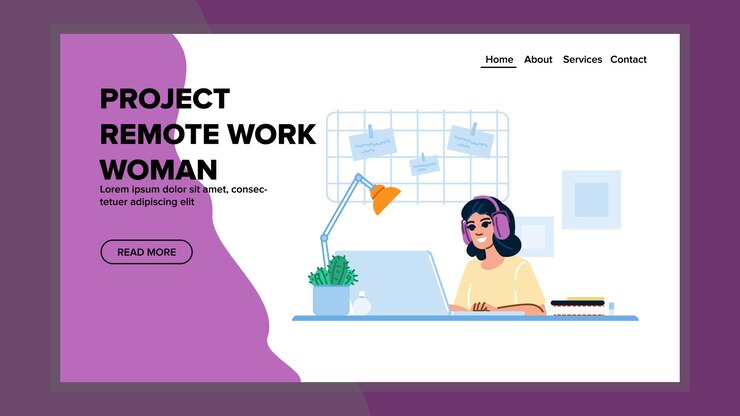 Вектор проект цифровой удаленной работы женщина вектор