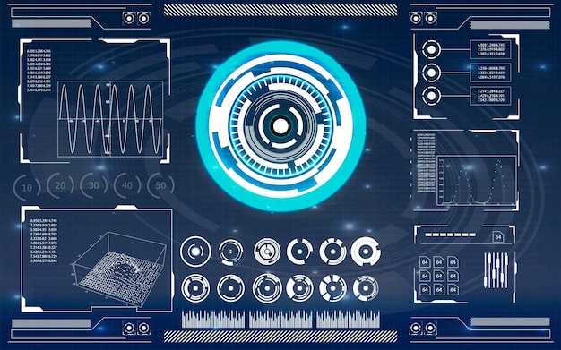 Vettore interfaccia radar digitale controllo futuristico nella progettazione di sorveglianza avanzata