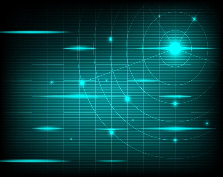 Vector digital realistic vector radar with targets on monitor in searching air search