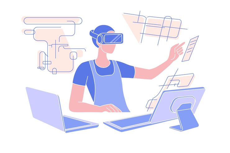 Vector digital reality metaverse virtual and augmented reality tech engagement with vr and ar environments