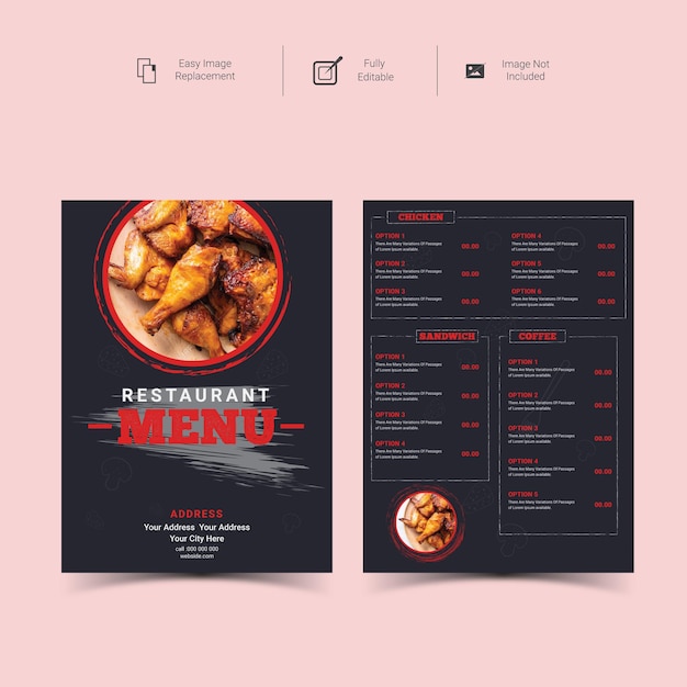 Vettore menu alimentare digitale del ristorante instagram post o modello di post sui social media