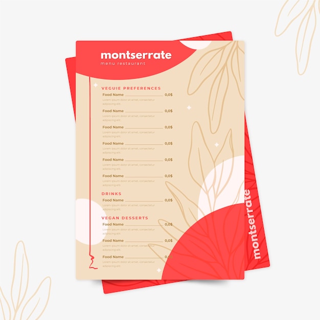 Vector digital restaurant menu design