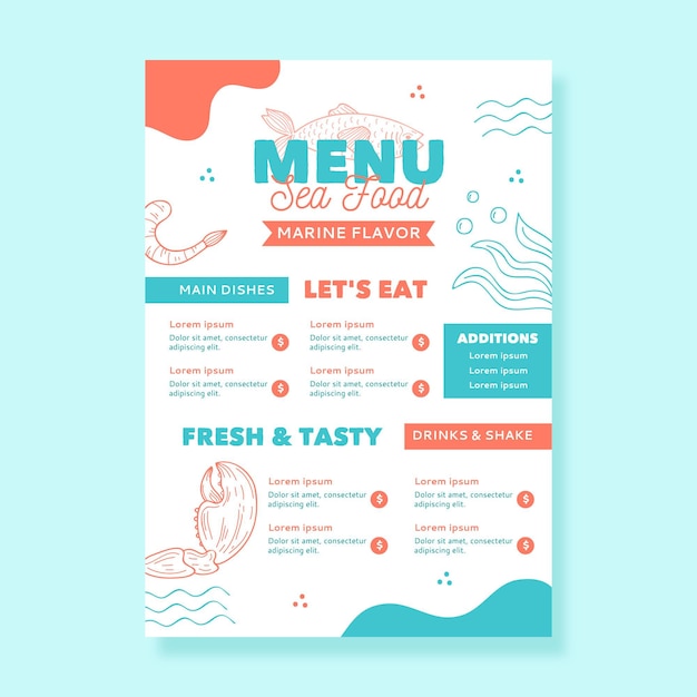 Digital restaurant menu template