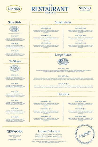 Digital restaurant menu template