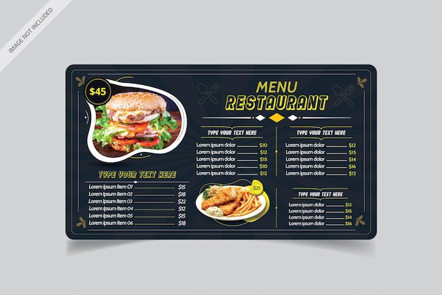 Digital restaurant menu template