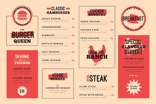 Vector digital restaurant menu