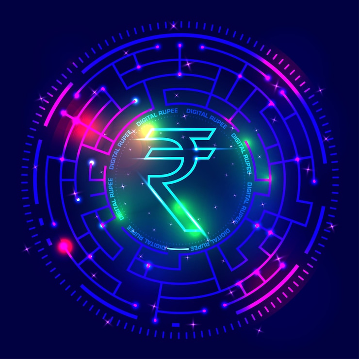 वेक्टर digital rupee or e-rupee creative concept. digital money. vector illustration