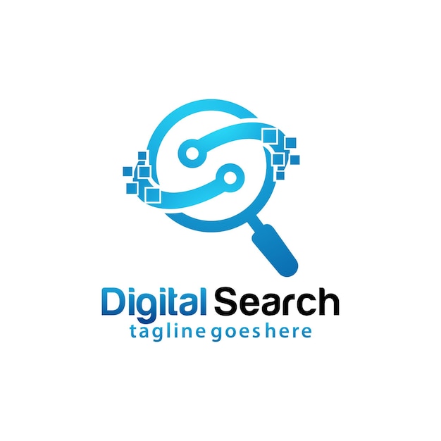 Vector digital search logo design template