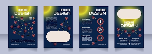 디지털 보안 프로모션 빈 브로셔 디자인 텍스트 복사 공간이 있는 템플릿 세트 미리 만들어진 기업 보고서 컬렉션 편집 가능한 4개의 종이 페이지 Bebas Neue Audiowide Roboto Light 글꼴 사용