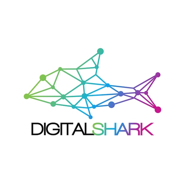 Digital shark logo template