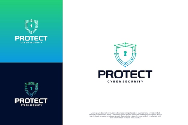 Digital shield data and network protection logo design