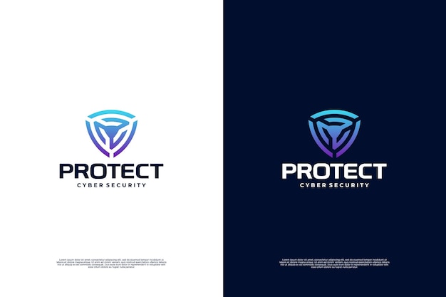 Vector digital shield logo design data and network protection internet safety logo