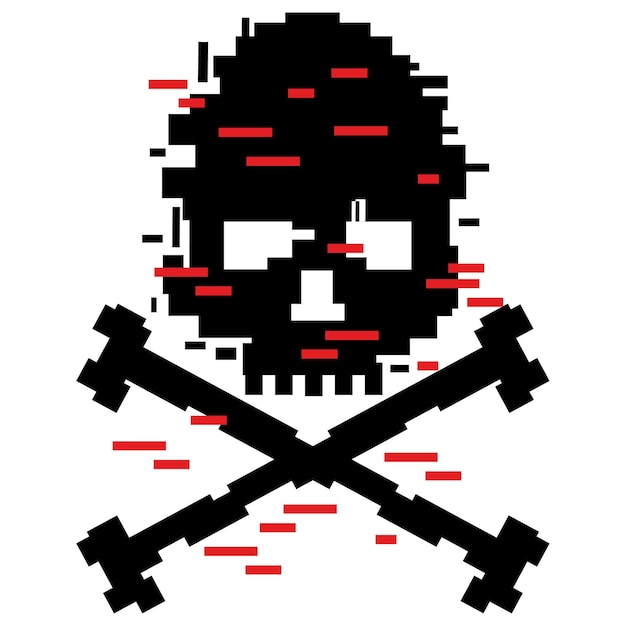 digital sign pixel skull t shirt design