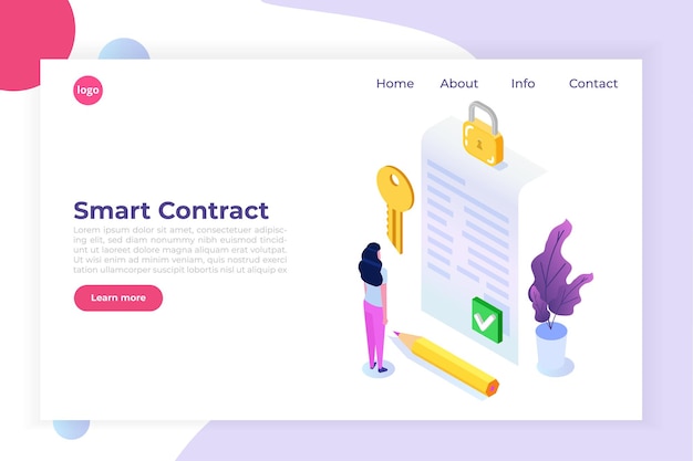 Digital signature electronic smart contract landingpage