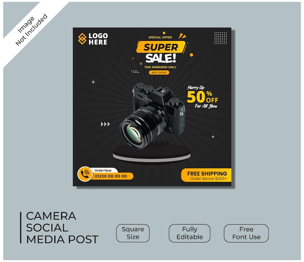 Vector digital smart camera social media post design