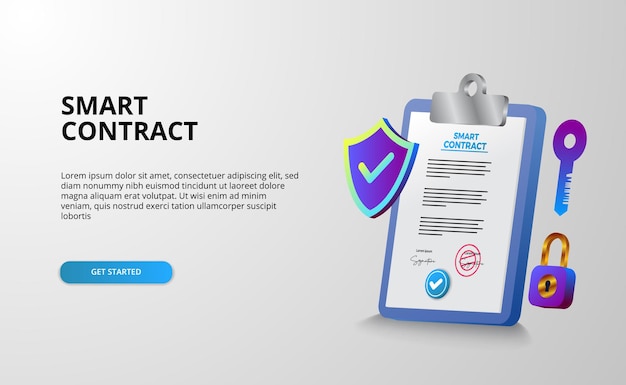 Vector digital smart contract for electronic sign document agreement security, finance, legal corporate. clipboard document