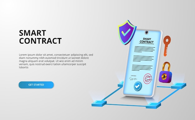 Digital smart contract for electronic sign document agreement security, finance, legal corporate.