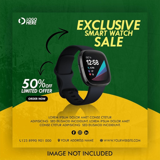 digital smart watch social media Instagram post banner template discount design