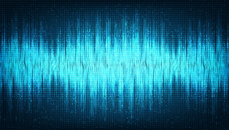 Vector digital sound wave low and hight richter scale on light blue background