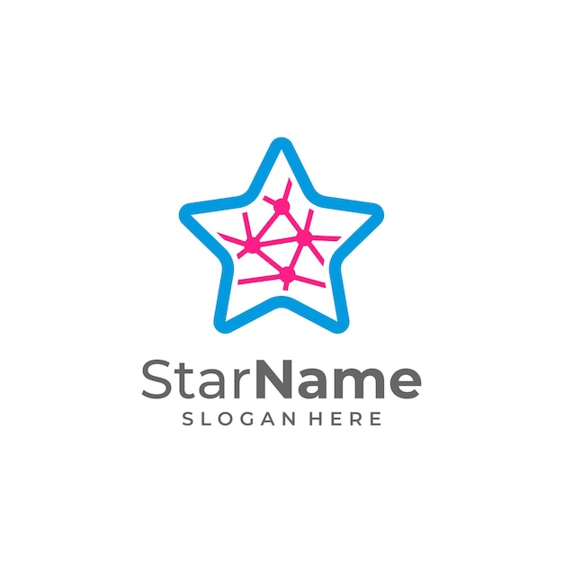 Digital star icon logo design element tech star logo vector template
