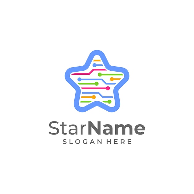 Digital Star Icon Logo Design Element Tech Star logo vector template